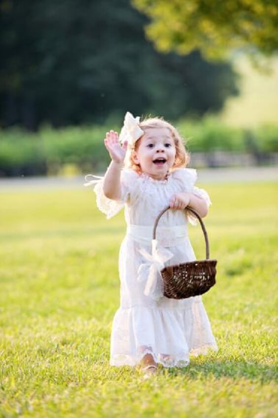 Flower girl for Blush and dusty blue wedding